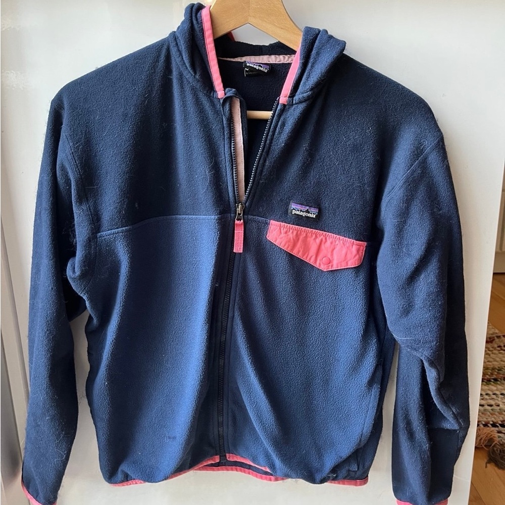 Kids XL Patagonia Navy and Pink Fleece Jacket